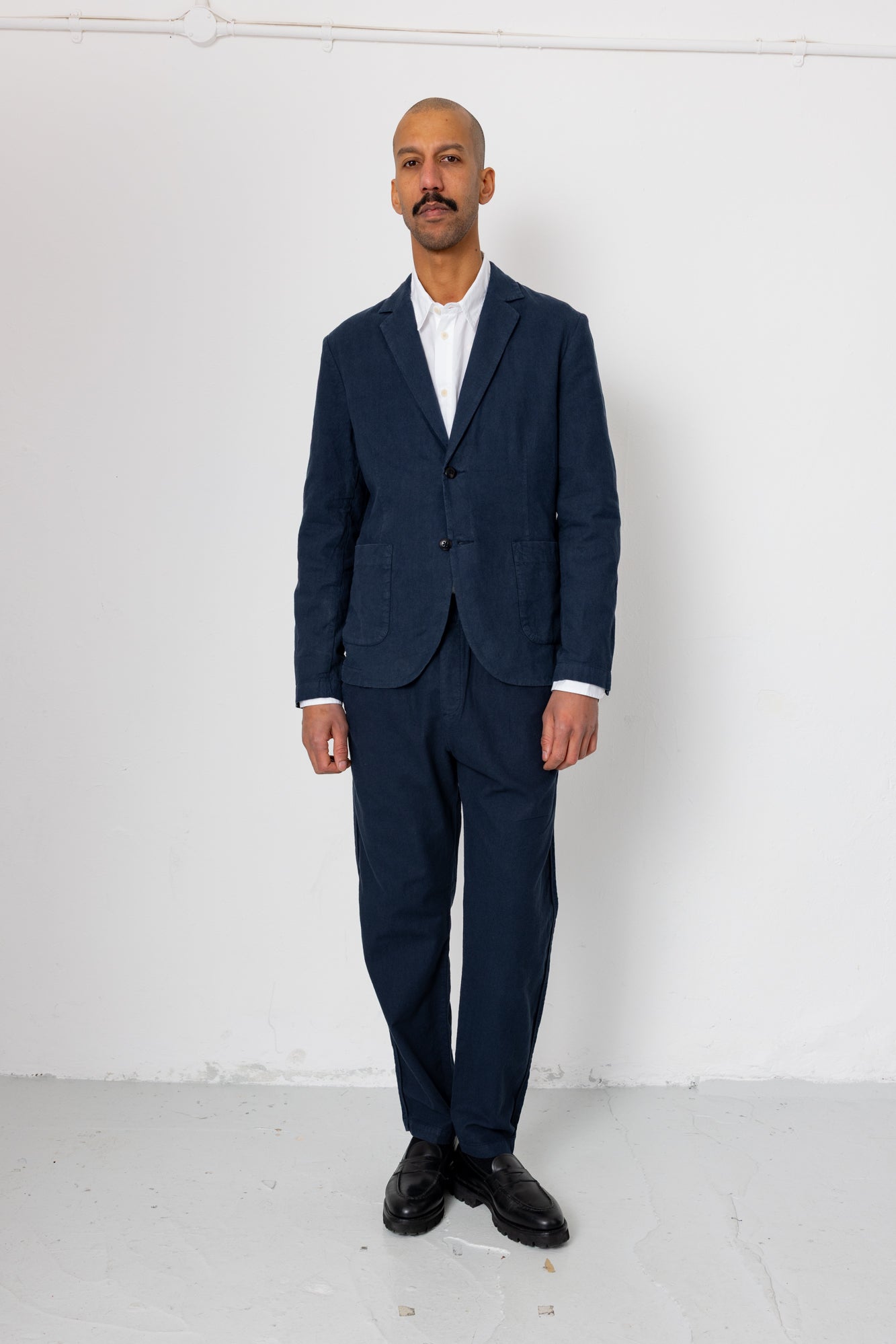 Folk Folk Cotton Linen Blazer - Dark Navy