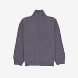 Zip Through Jumper - Mid Grey Melange