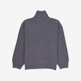 Zip Through Jumper - Mid Grey Melange