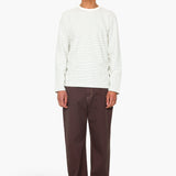 Long Sleeve Textured Stripe T-Shirt - Ecru / Misty Green