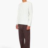 Long Sleeve Textured Stripe T-Shirt - Ecru / Misty Green
