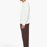 Long Sleeve Textured Stripe T-Shirt - Ecru / Misty Green