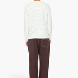 Long Sleeve Textured Stripe T-Shirt - Ecru / Misty Green