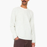 Long Sleeve Textured Stripe T-Shirt - Ecru / Misty Green