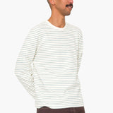 Long Sleeve Textured Stripe T-Shirt - Ecru / Misty Green