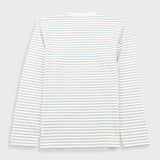 Long Sleeve Textured Stripe T-Shirt - Ecru / Misty Green