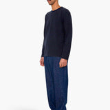 Long Sleeve Textured Stripe T-Shirt - Navy / Olive