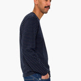 Long Sleeve Textured Stripe T-Shirt - Navy / Olive