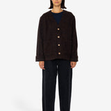 Pocket Cardigan - Navy Espresso Brushed Wool