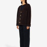 Pocket Cardigan - Navy Espresso Brushed Wool