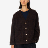 Pocket Cardigan - Navy Espresso Brushed Wool