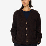 Pocket Cardigan - Navy Espresso Brushed Wool