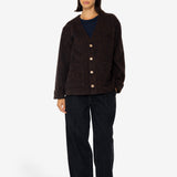 Pocket Cardigan - Navy Espresso Brushed Wool