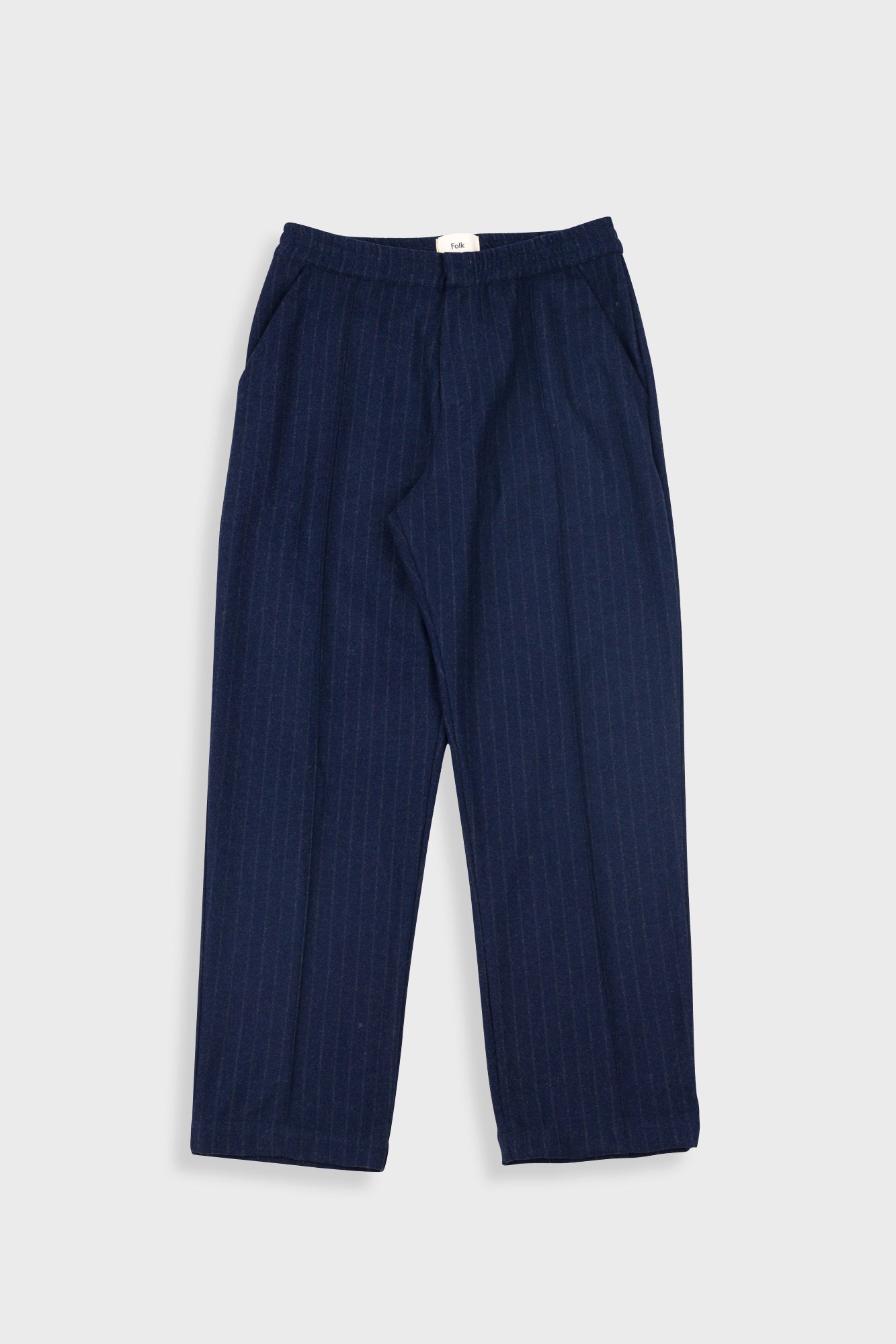Folk Folk Pintuck Trouser - Navy Wool Stripe