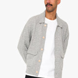 Rib Collared Cardigan - Silver Grey
