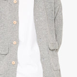 Rib Collared Cardigan - Silver Grey