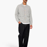 Rib Collared Cardigan - Silver Grey