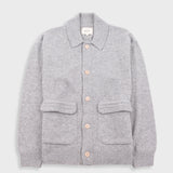 Rib Collared Cardigan - Silver Grey