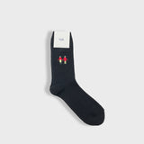 Waffle Socks - Charcoal Embroidery