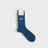 Waffle Socks - Petrol Blue Embroidery