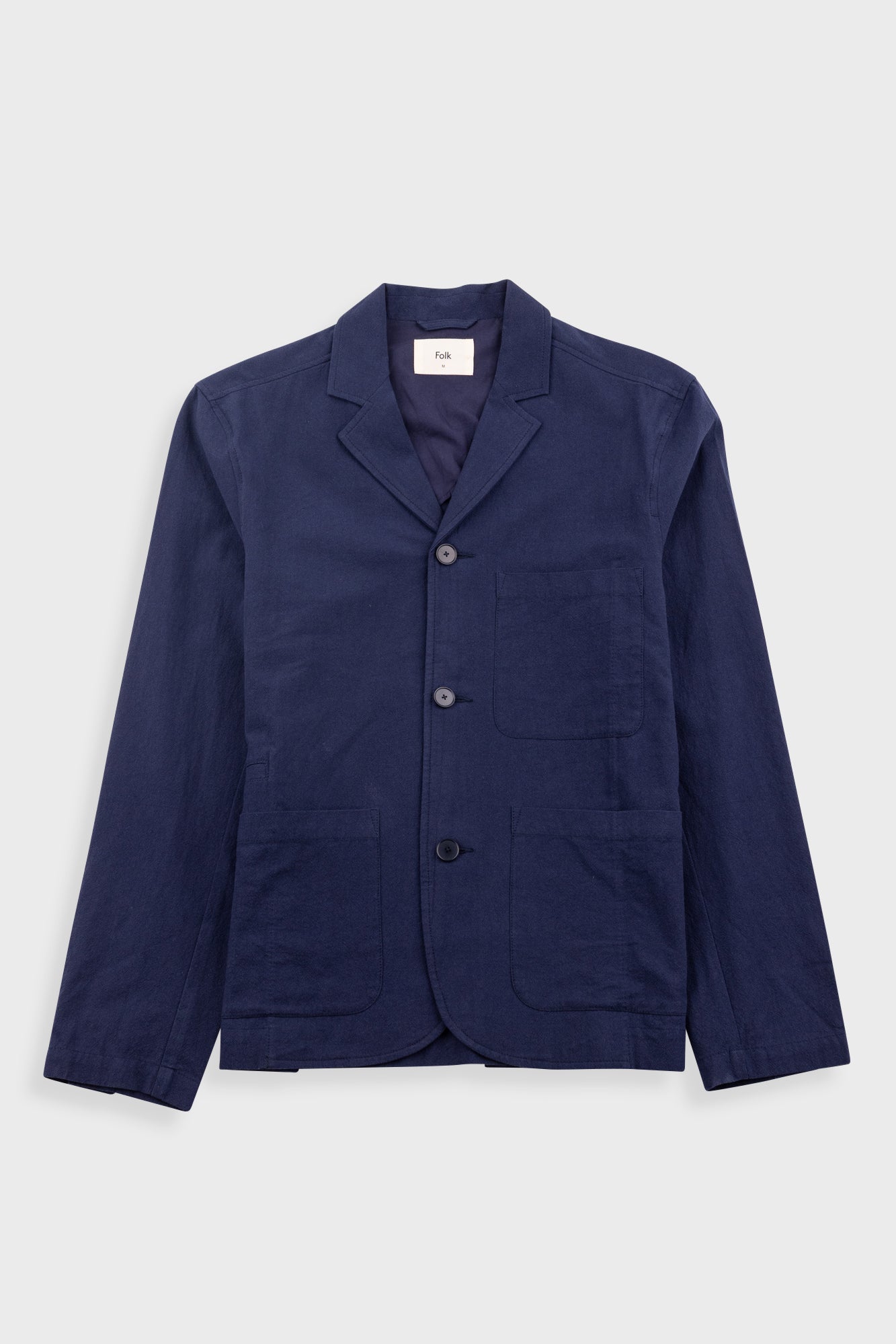 Folk Folk Wide Fit Blazer - Navy Textured Cotton