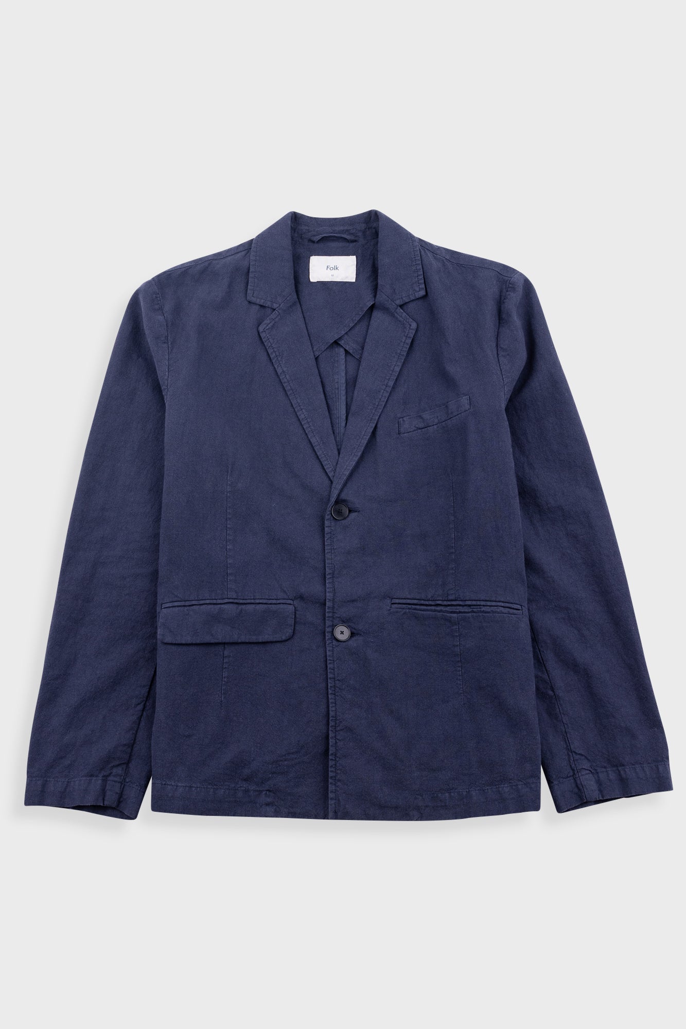 美品　argue FOLK JACKET NAVY 今春 Folk Lunar Blazer - Dark Navy Cotton Linen