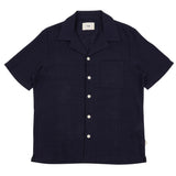 SS Soft Collar Shirt - Navy Open Weave Check