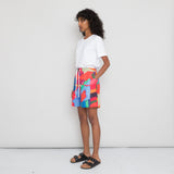 Wide Signal Shorts Women's - Red Tulip Print
