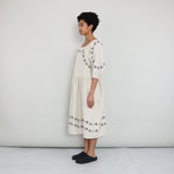 SIDELINE - Heather Dress - Oat with Black Embroidery