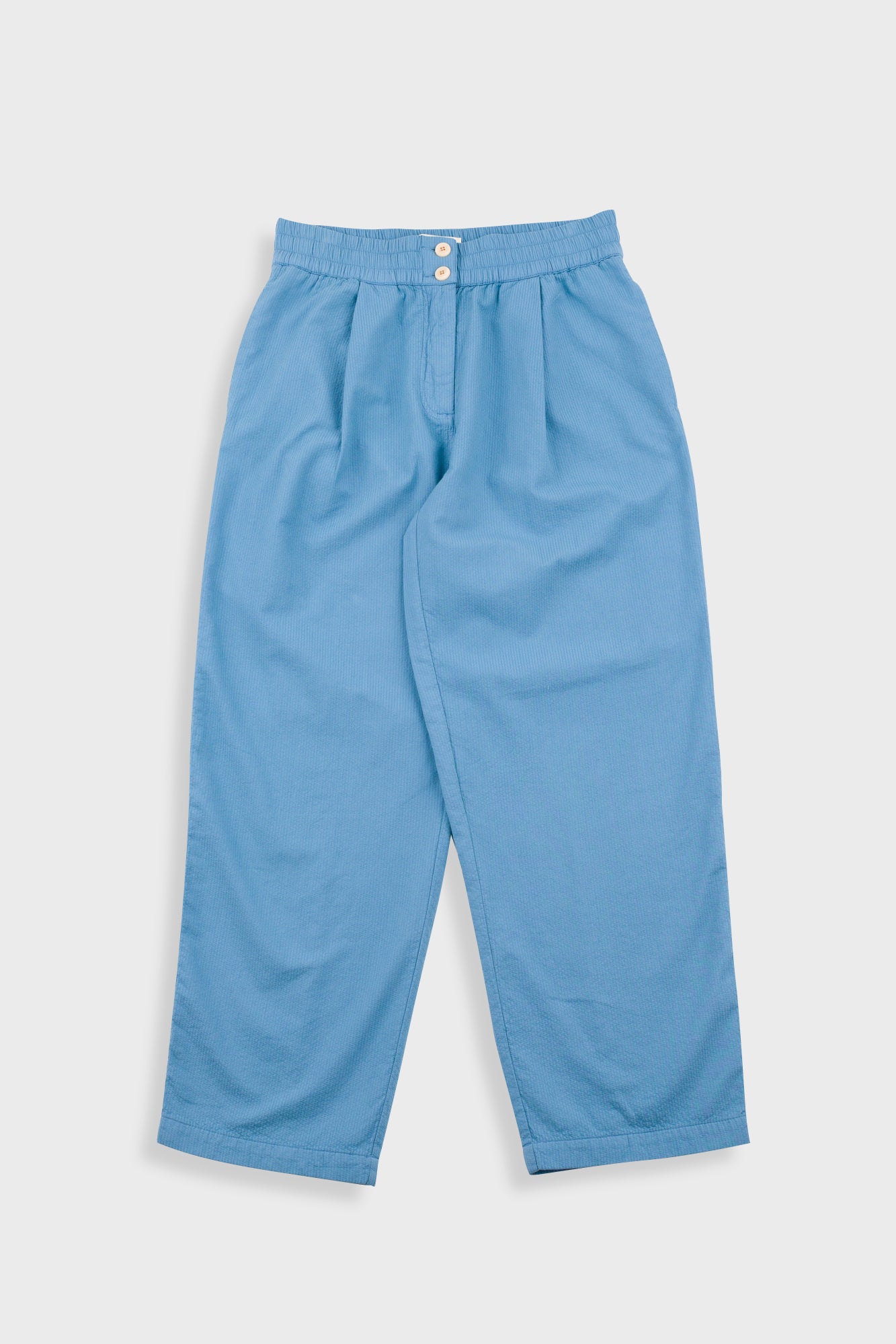 Folk Drawcord Baggy Pants - Light Indigo Topstitch