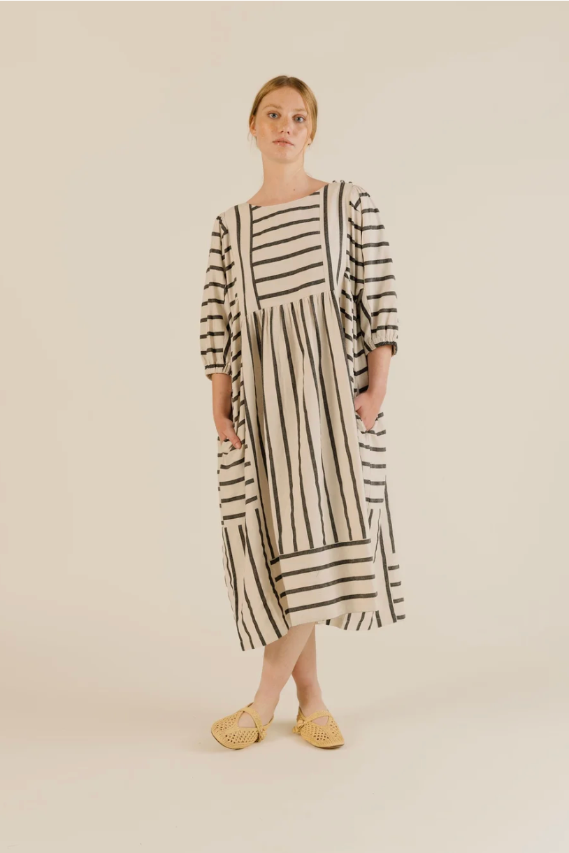 haleys black and white wide horizontal striped dress Sideline | Betsy - Off Stripe - Medium Size:3 Years category_backless-dresses-seo Black Wedding Dress, Gothic featuring an invisible back