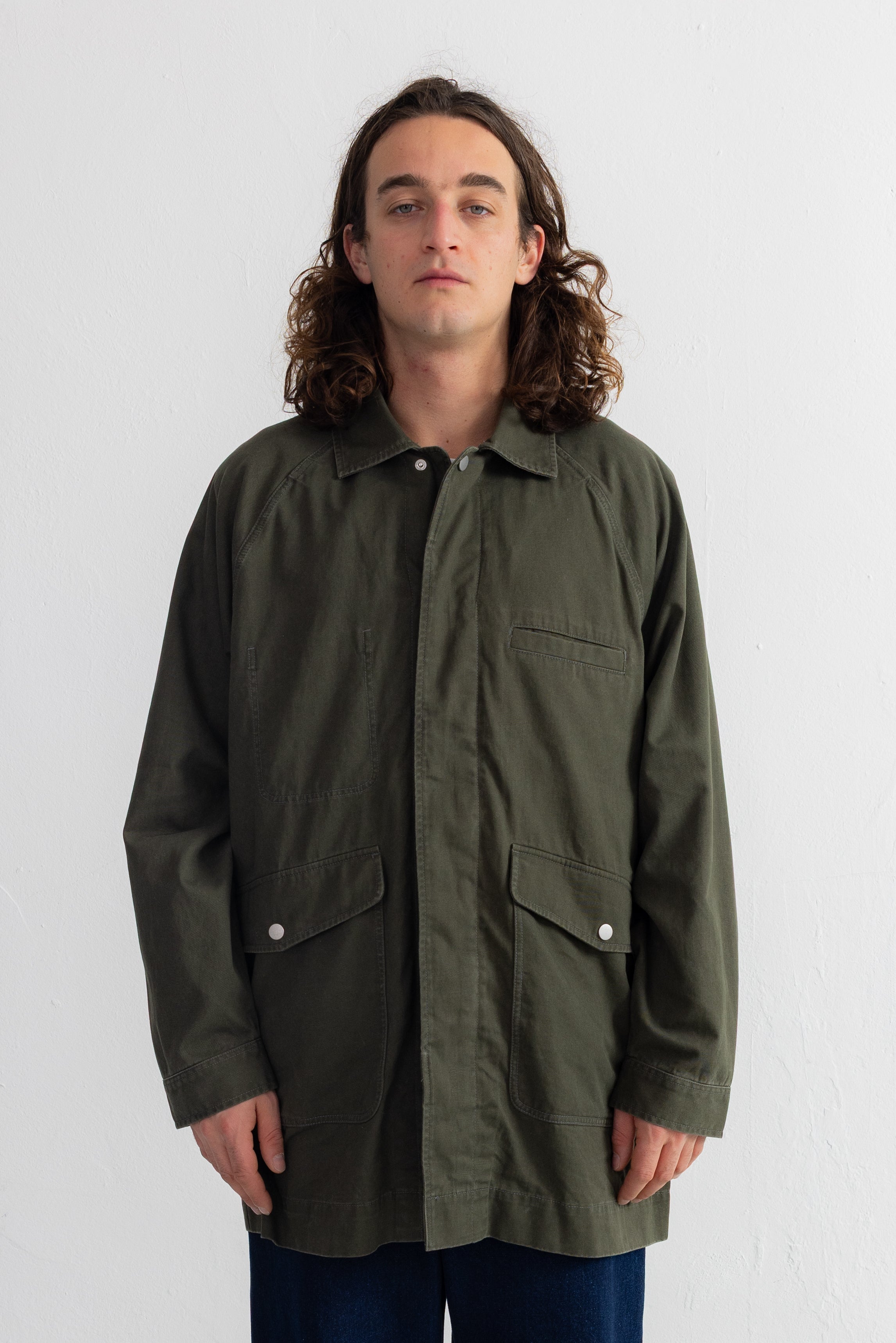 ジャケット・アウター andfamilys STEER OIL CAR COAT Folk Folk Car Coat - Dark Sage Twill