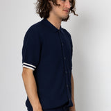 Beech Tipped Button Through - Navy / Ecru