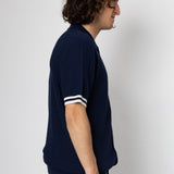 Beech Tipped Button Through - Navy / Ecru