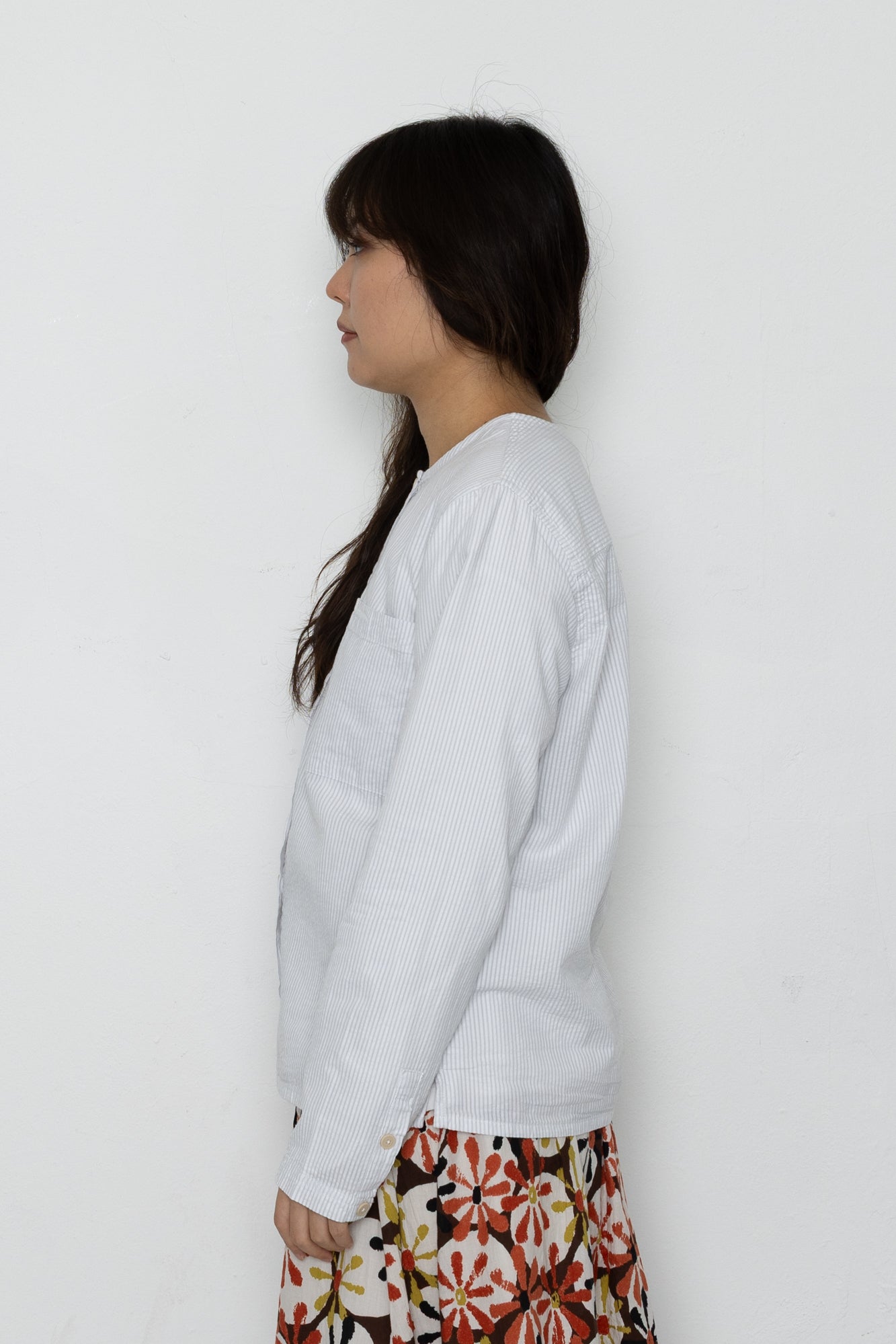 Folk | Folk Riviera Shirt - Grey / White Seersucker
