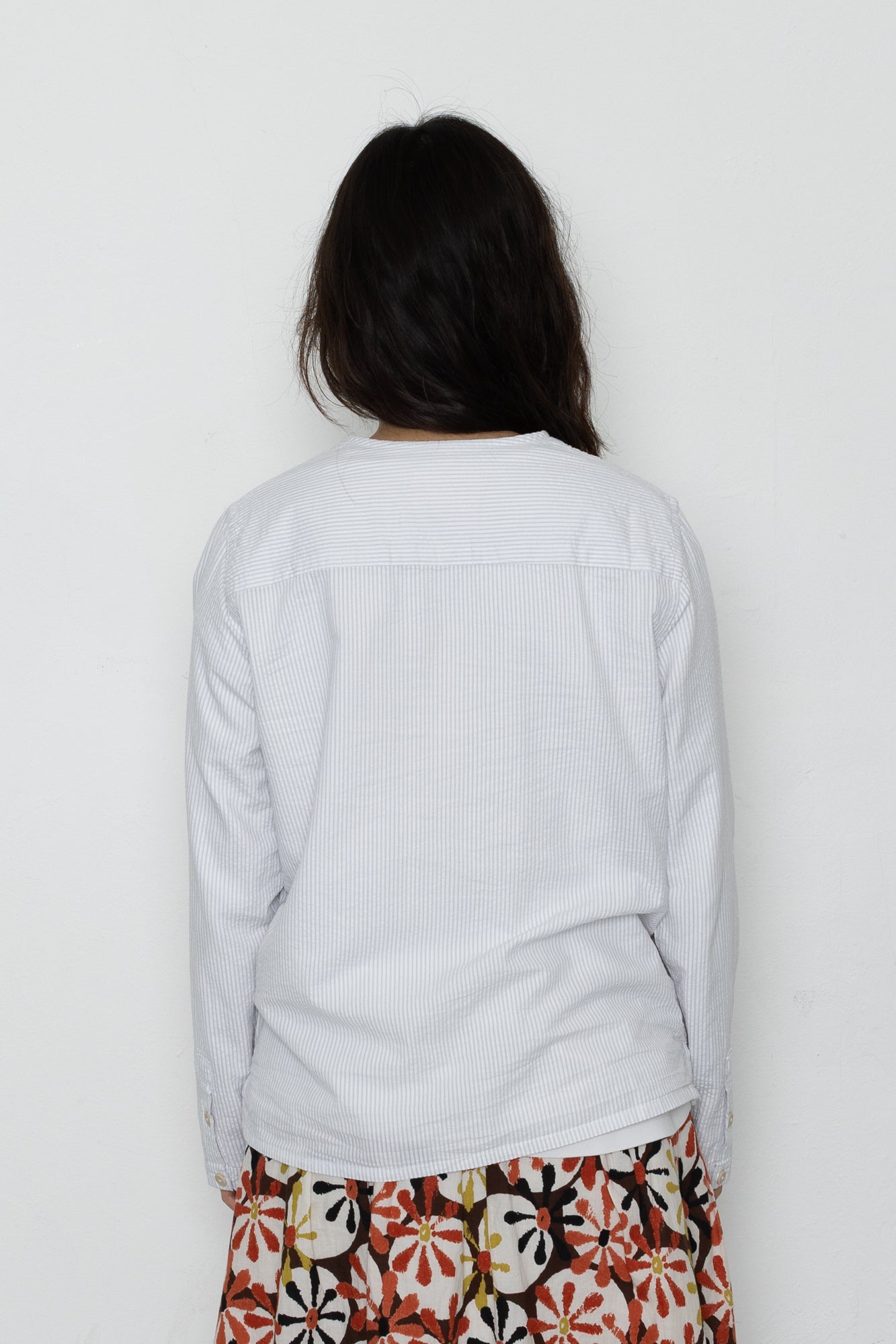 Folk | Folk Riviera Shirt - Grey / White Seersucker