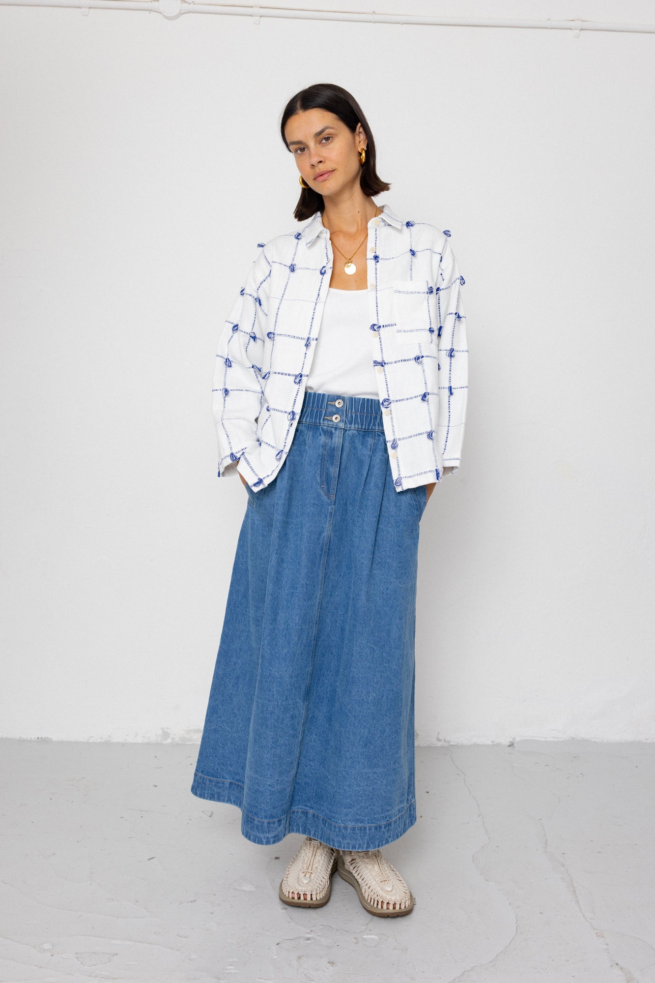 Folk | Folk Archive Shirt - Navy Ecru Knots