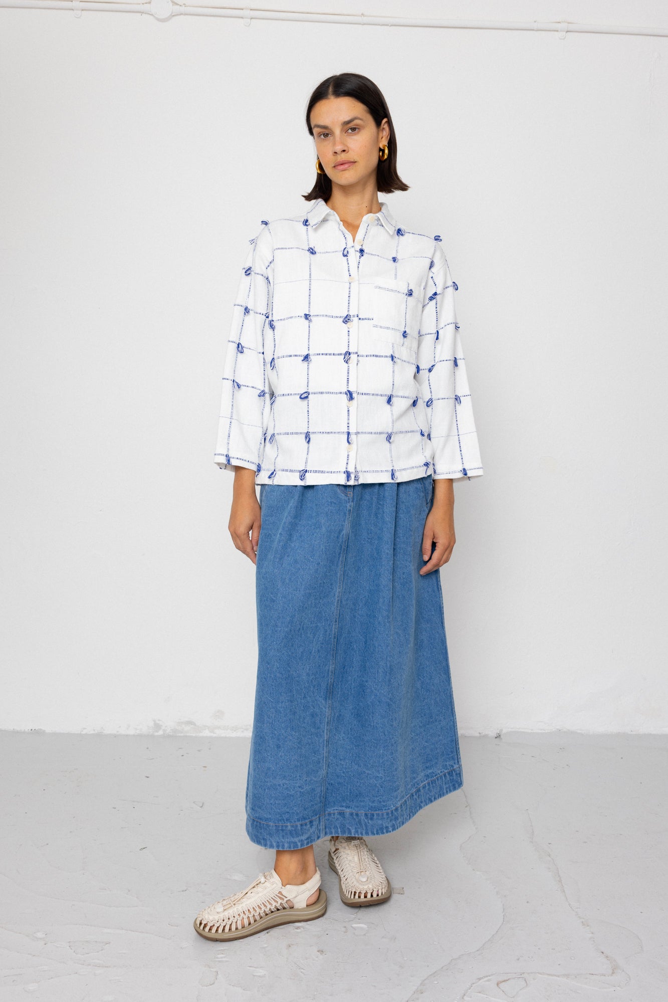 Folk | Folk Archive Shirt - Navy Ecru Knots