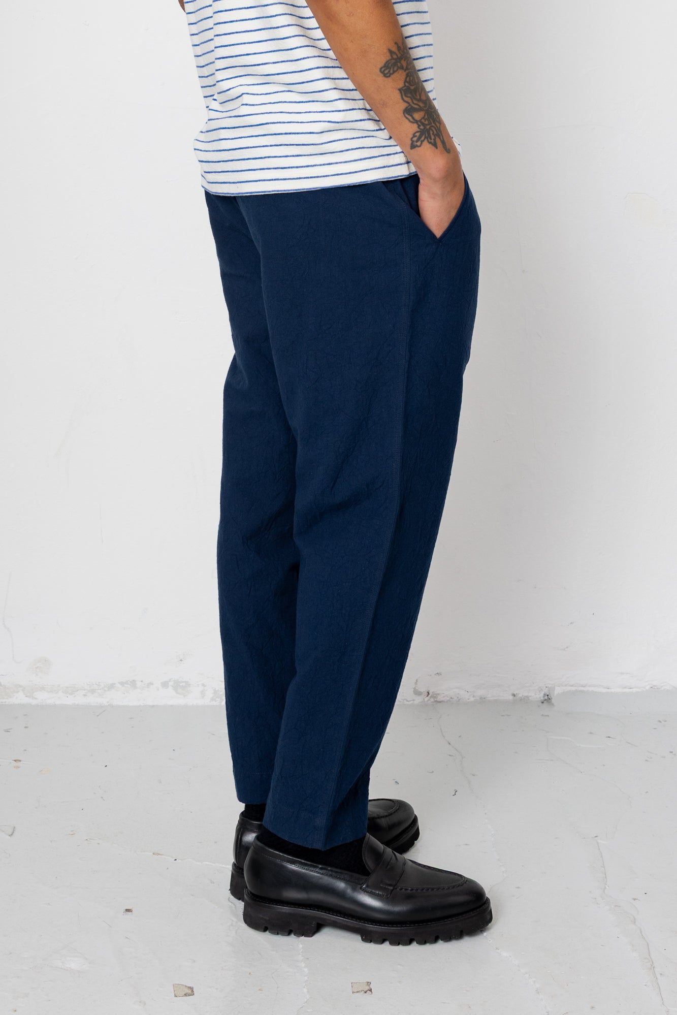 Folk | Folk Assembly Pant - Dark Navy Crinkle