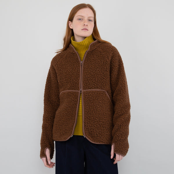 Puzzle Zip Fleece - Brown Wool - W