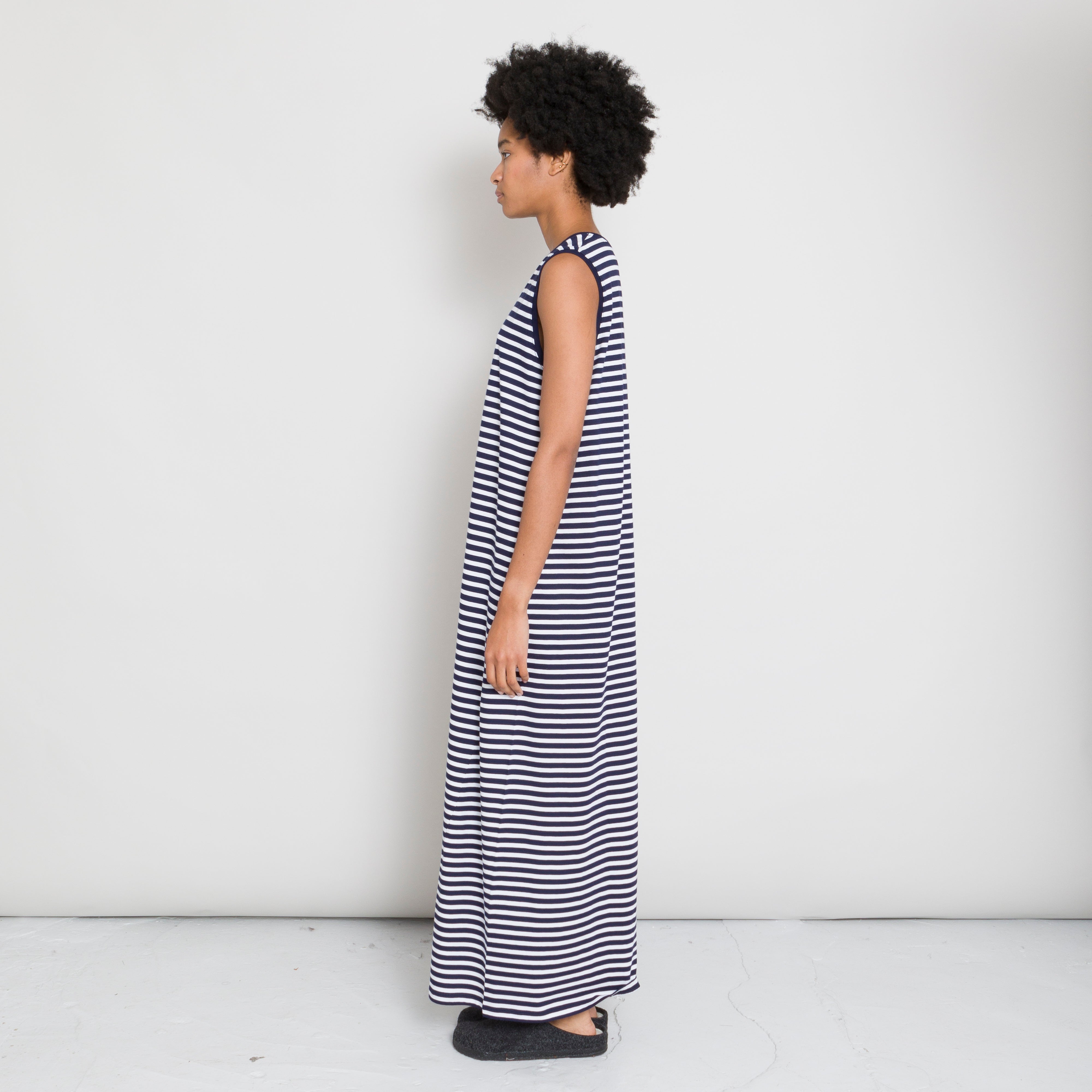 Kowtow | Kowtow - Long Singlet Dress - Navy Stripe