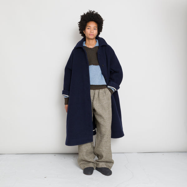 Cawley - Roo Portugese Boiled Wool Coat - Navy