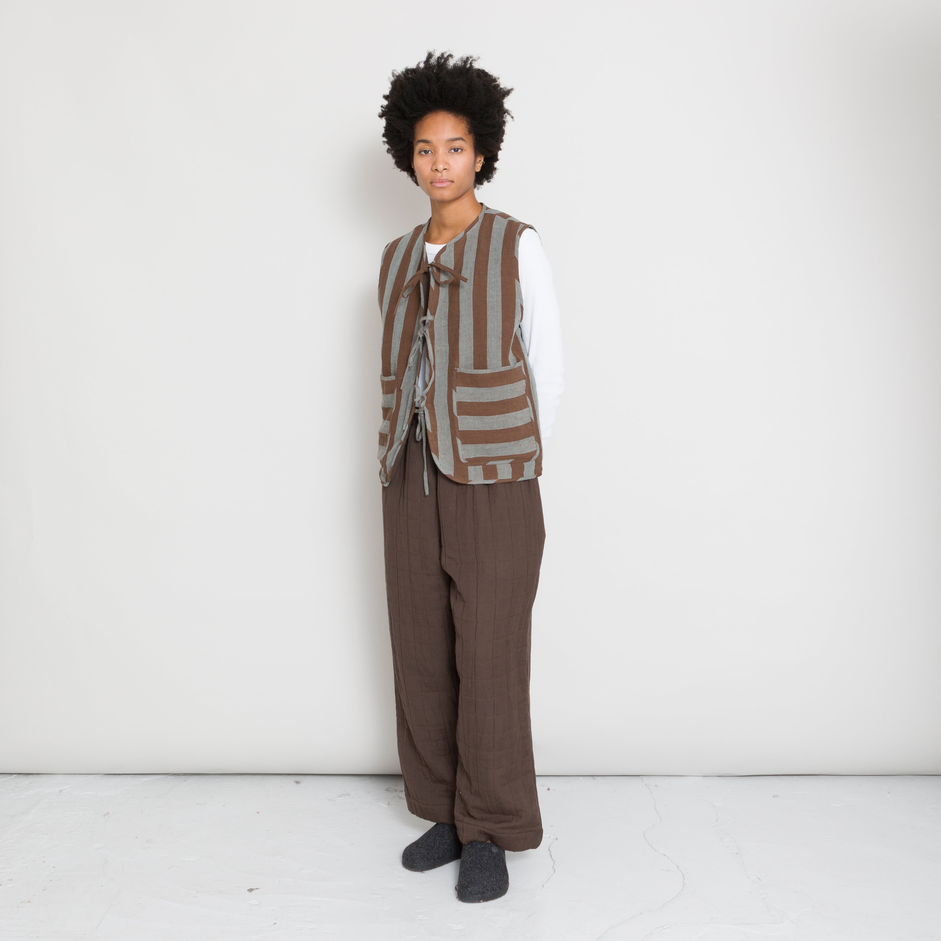 Cawley | Cawley - Jacquard and Linen Peyton Vest - Brown