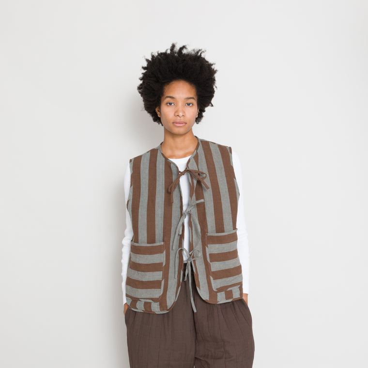 Cawley - Jacquard and Linen Peyton Vest - Brown