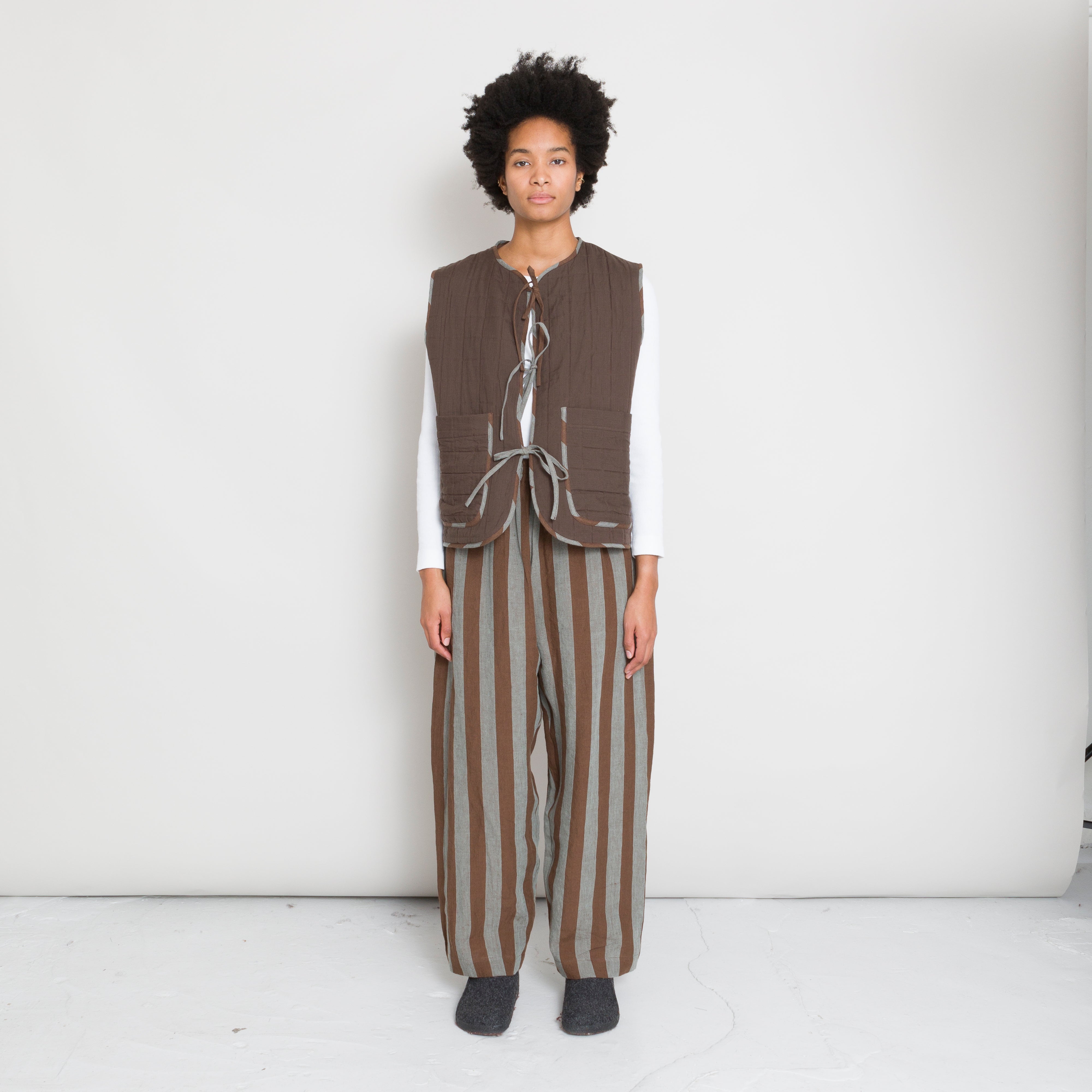 Cawley | Cawley - Jacquard and Linen Peyton Vest - Brown