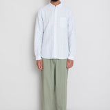 Relaxed Fit Shirt - Blue Microstripe Slub