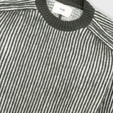 Plated Rib Crew - Olive Ecru