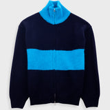 Zip Through Jumper - Navy Cobalt