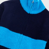 Zip Through Jumper - Navy Cobalt