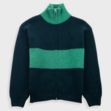 Zip Through Jumper - Dark Green Bright Green